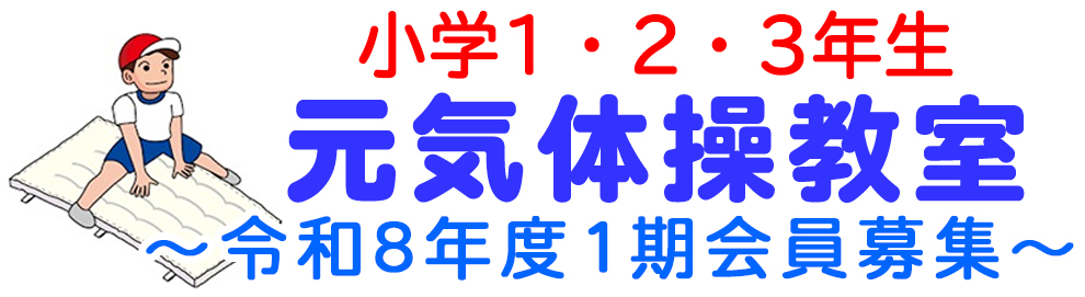 運動が嫌いな子でも、好きな子でも、できる！元気体操教室基礎体力づくりを中心に、マット・跳び箱・鉄棒・ボールなど使って運動します。元気に楽しく身体を動かしましょう！